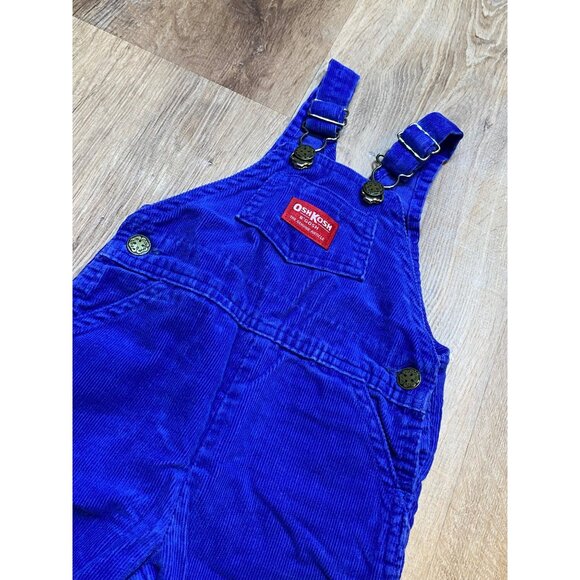 Vintage 90s OshKosh Bgosh 12M Corduroy Toddler Overalls Blue Made In‎ USA - Picture 3 of 6